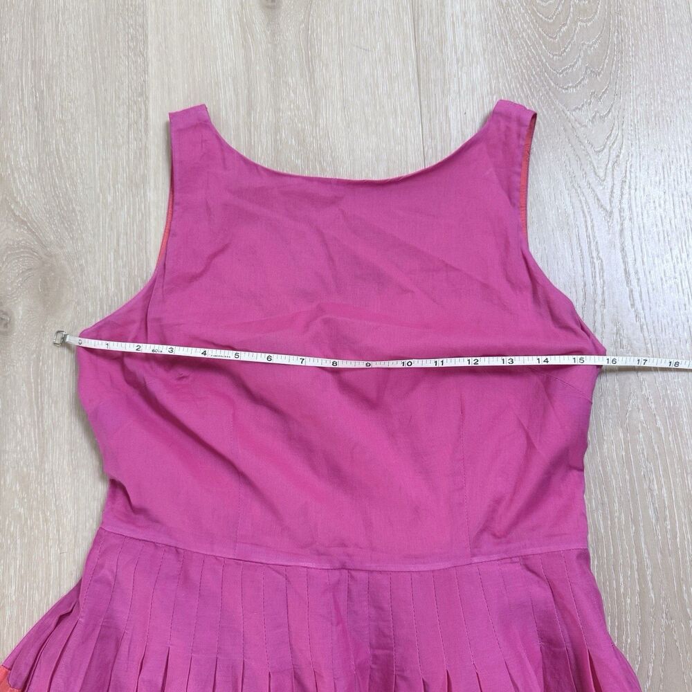 Talbots Fit & Flare Midi Dress 4 Pink Orange Striped Preppy Wedding Vogue Oprah - Picture 6 of 15